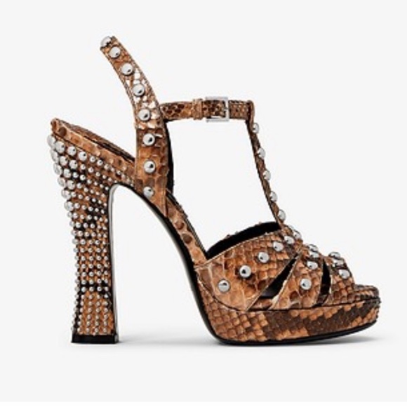 NWT Michael Kors Collection Rosanna Studded Python Platform Heels - Picture 2 of 9